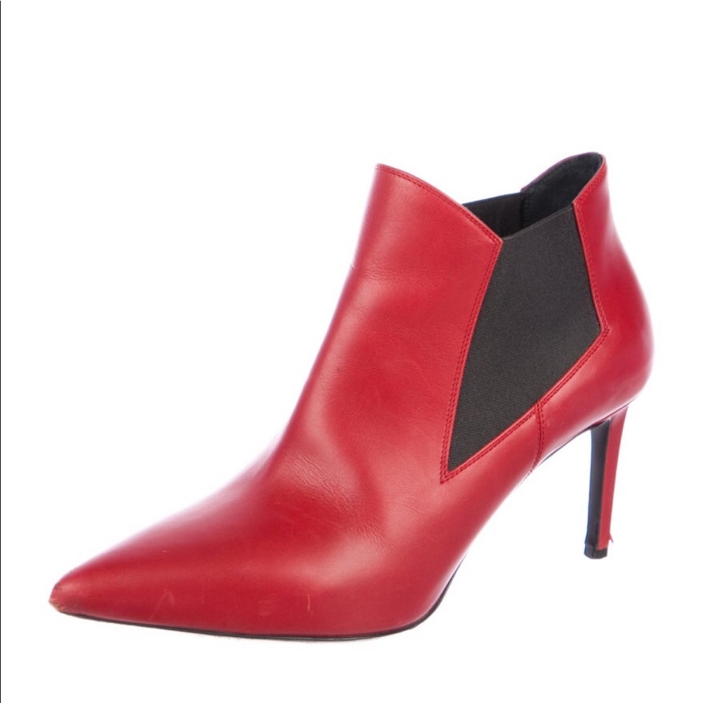 YSL Saint Laurent Red Leather Stretch Booties EU 39.5 / 9.5 US Women shoe - Picture 2 of 10
